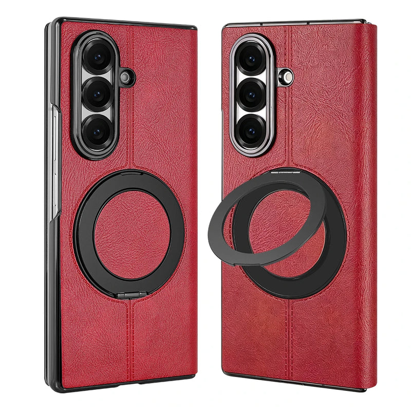 Custodia magnetica a libro in pelle PU liscia con protezione 360° Supporto ad - red Galaxy Z pieghevole 7 - immagine 5