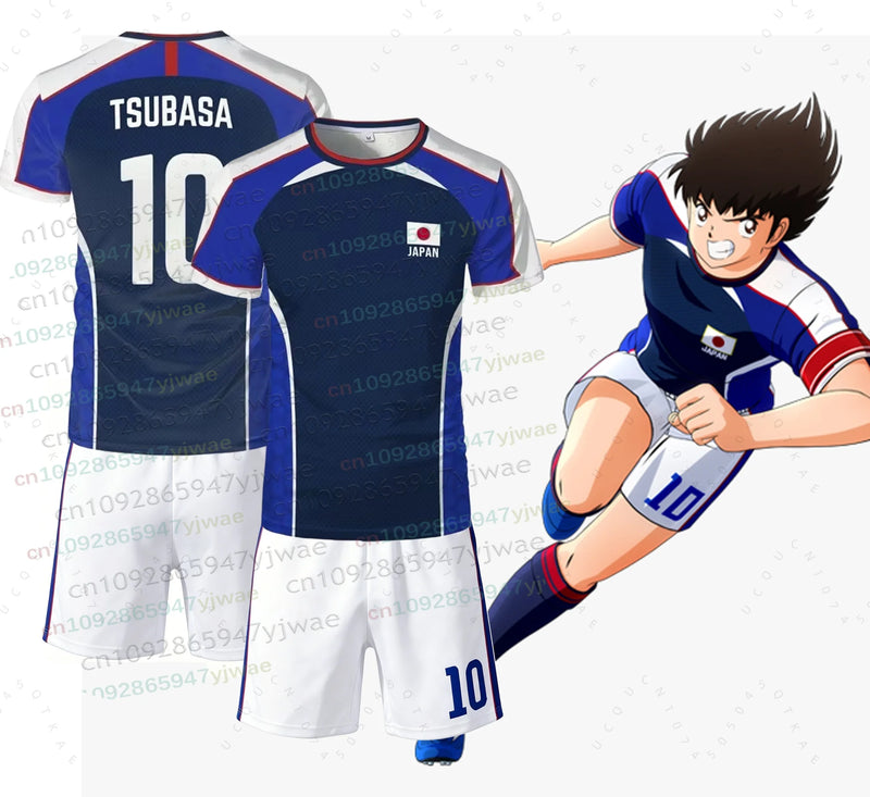 Set di magliette e pantaloncini con bandiera giapponese Anime Captain Tsubasa