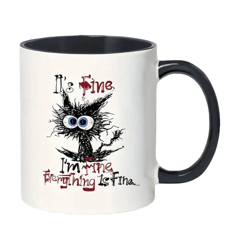 Tazza da tè pomeridiano per gatti da 11 once tazza da caffè multifunzionale in ceramica tazza da caffè in porcellana tazza da caffè tazza da caffè per gli amanti dei gatti