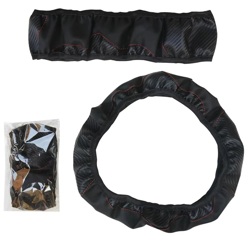 Coprivolante Auto Universale 38 cm in Pelle PU Antiscivolo e Traspirante – Copri Volante Effetto Fibra di Carbonio, Accessori Interni Auto Sportivo - Campeda