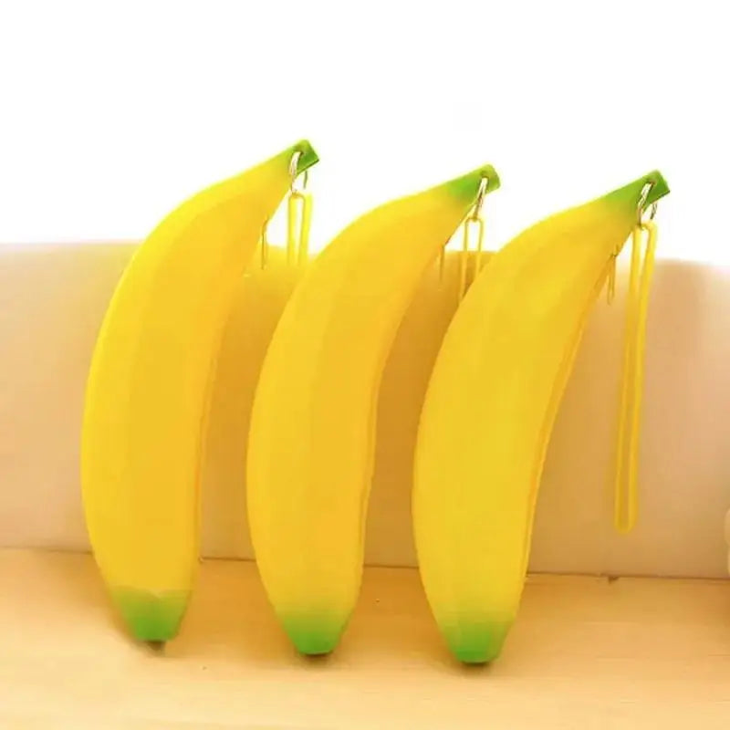 Astuccio per matite in silicone con banana gialla, borsa per riporre articoli di cancelleria, portamonete, portachiavi, regalo promozionale