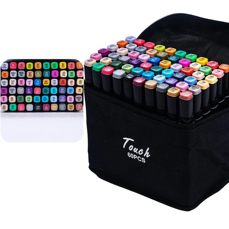 Set di pennarelli artistici oleosi a doppia testa da 24-80 colori per disegnare - 60 colori - immagine 4