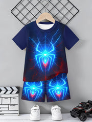 Completo estivo da 2 pezzi per ragazzi set rosso blu - immagine 8
