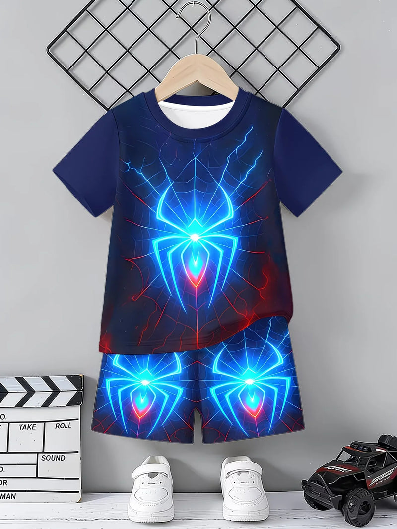 Completo estivo da 2 pezzi per ragazzi set rosso blu - immagine 8
