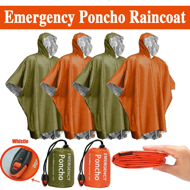 Impermeabile di emergenza Pellicola alluminio Poncho usa e getta Coperte antipioggia - immagine 2