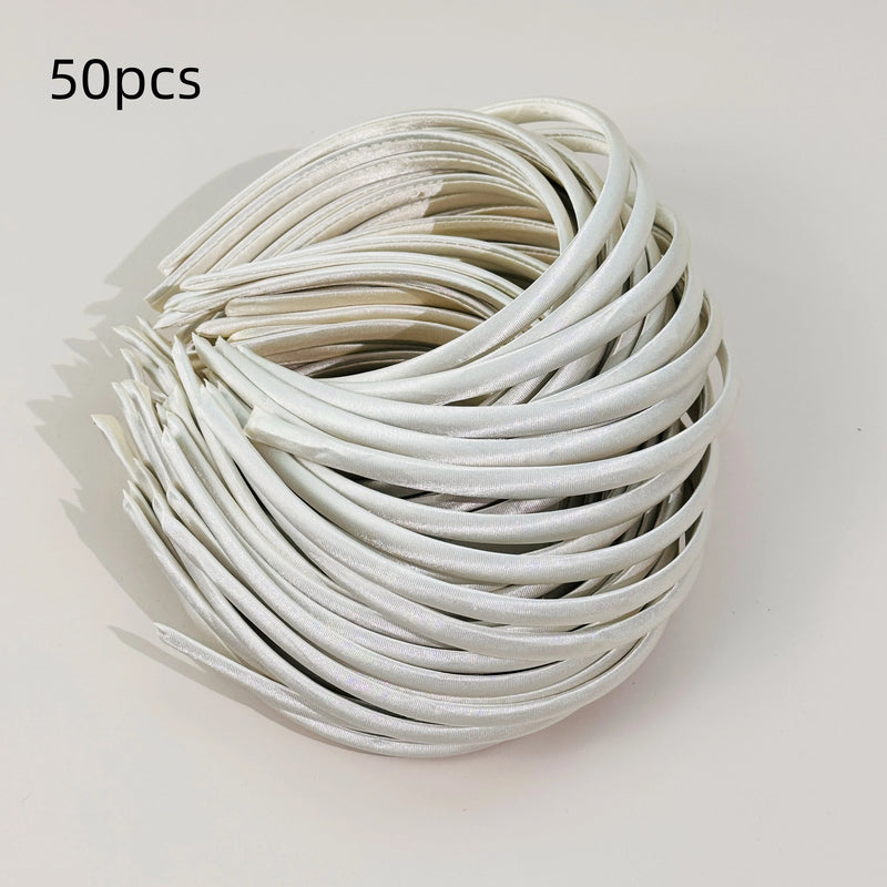50 pezzi Fasce per capelli in raso di plastica 1 cm Donna Fascia - immagine 8