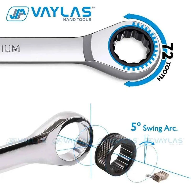 6-32mm Chiave a cricchetto Chiave a testa fissa Lucidatura a specchio 72T Cricchetto Coppia elevata Multitool Chiavi a cricchetto Riparazione automatica Utensili manuali