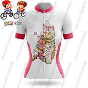 Maglia da ciclismo per bambini divertente cartone animato gatto Set estate manica - immagine 10