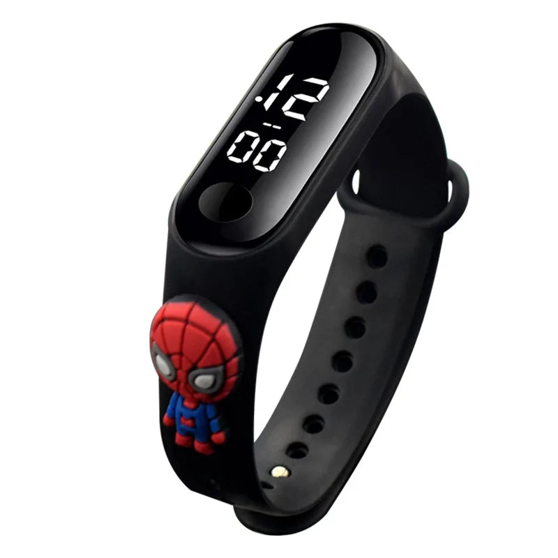 Orologi per bambini Spiderman cartoni animati 3D Bracciale sportivo Orologio da uomo - Black-zzx-W