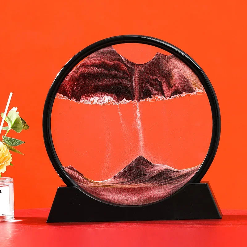 Immagine di arte della sabbia in movimento 3D Vetro rotondo Paesaggio marino profondo Clessidra Sabbie mobili Mestiere che scorre Pittura di sabbia Ufficio Decorazioni per la casa Regalo