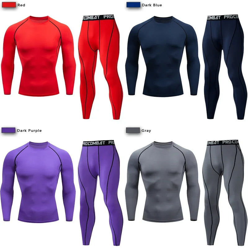2 pezzi tuta sportiva a compressione da uomo allenamento elastico set yoga jogging - immagine 3