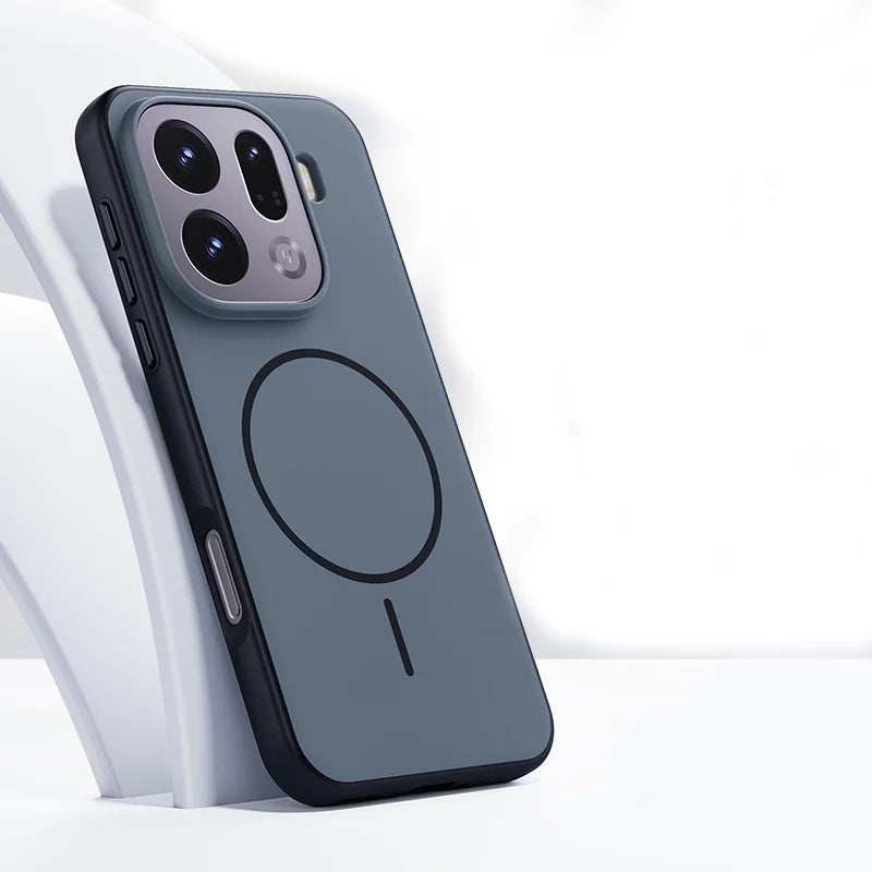 Per OPPO Find X9 X9 Pro Custodia magnetica doppio colore opaca PC + TPU Skin Feel Cover posteriore con pulsante in metallo per Find X 9 - Campeda