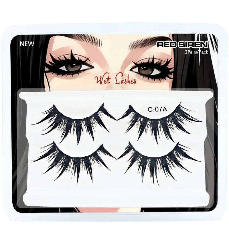 Ciglia finte cosplay 2 paia/pacco a strisce bagnate con punte Manga per trucco - C-07A - immagine 7