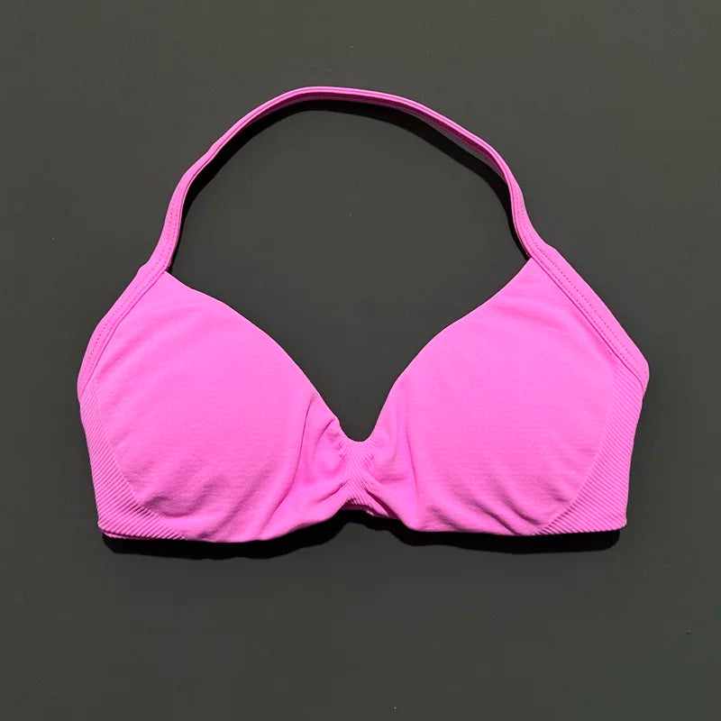 Reggiseno sportivo con spalline Intimo yoga Donna Palestra Top Corsa Esercizio senza - Blossom Pink - immagine 17