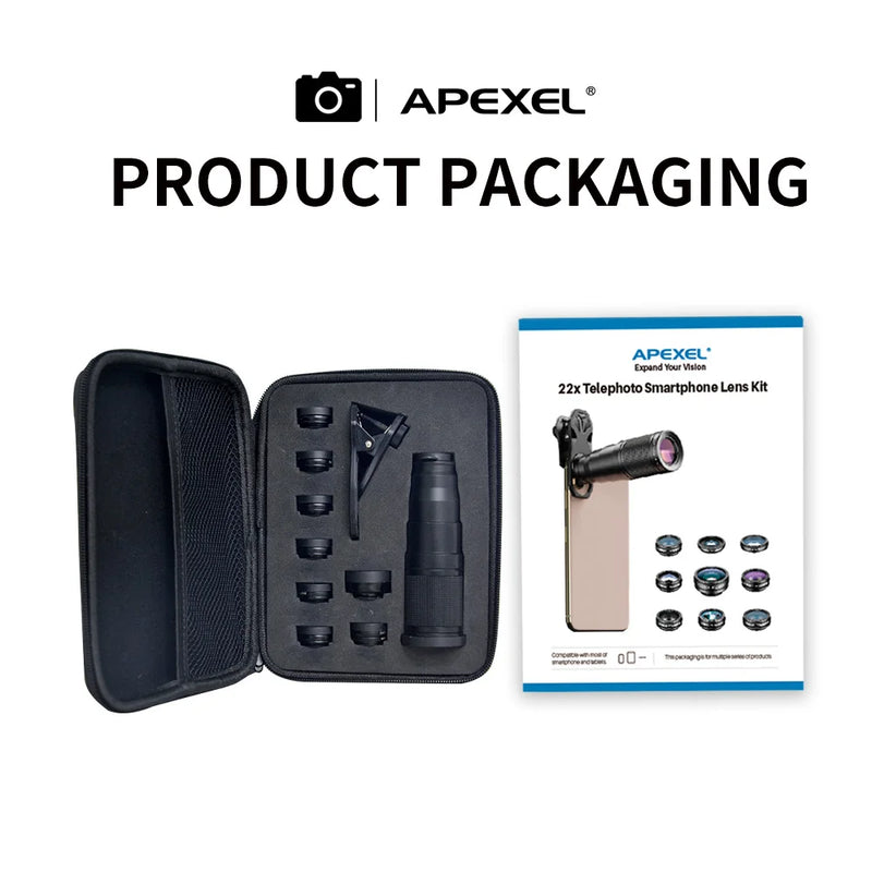 APEXEL 22X Kit teleobiettivo per iPhone Samsung 10in1 Set obiettivo fotocamera - immagine 9