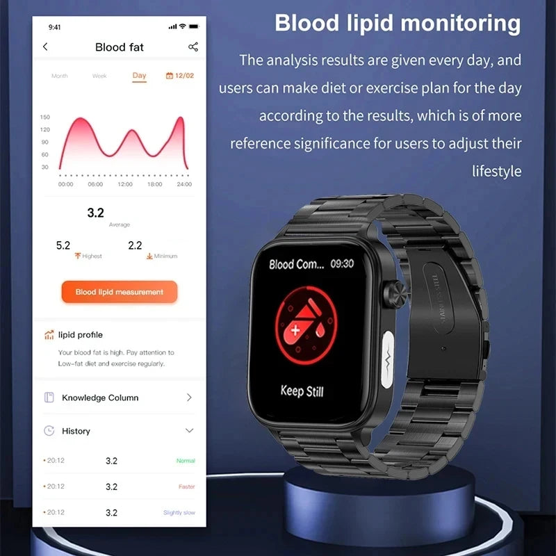 AI Diagnosi Lipidi nel sangue Acido urico Test di composizione corporea Smart Watch - immagine 6