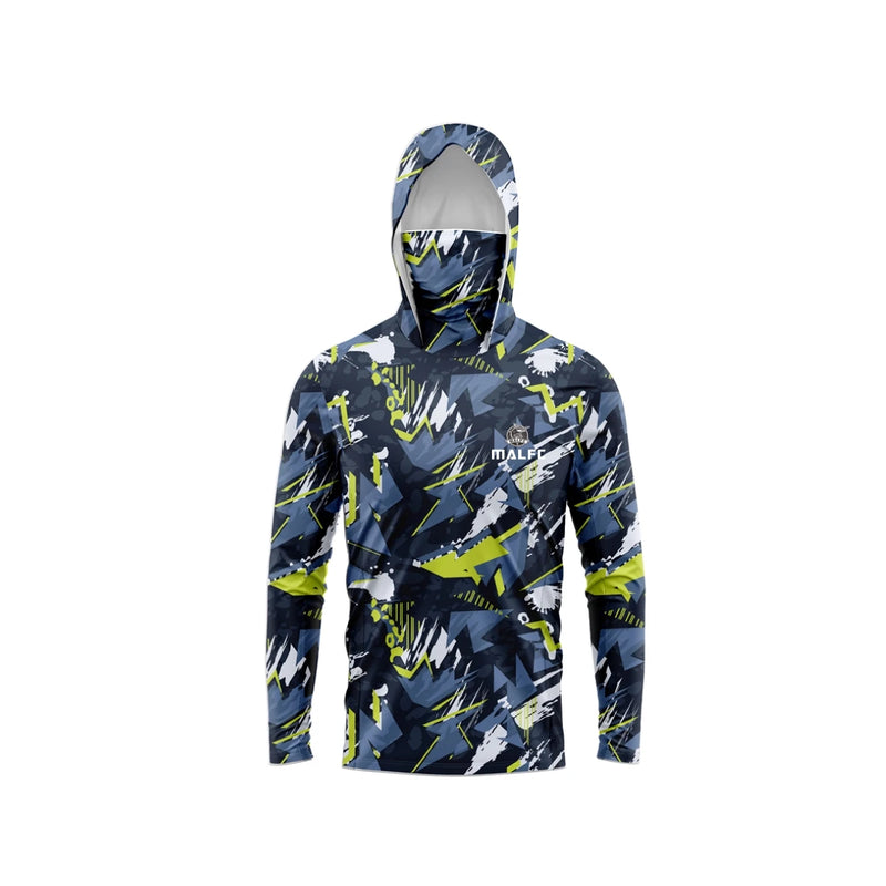 MALFC Camicia da pesca con cappuccio uomo maglietta a maniche lunghe protezione UV - immagine 7