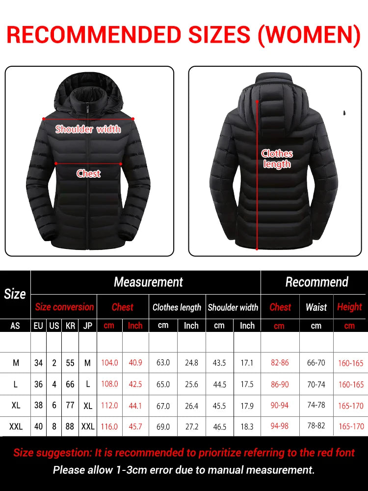Elegante cappotto riscaldato invernale da donna 21/15/2 Aree di riscaldamento - immagine 2
