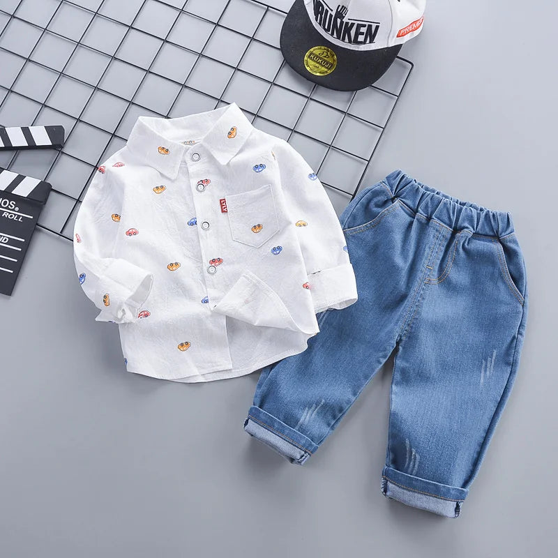 Primavera Autunno Neonati maschi Vestiti Vestito Infantile Abiti Per Bambini Camicia - immagine 2