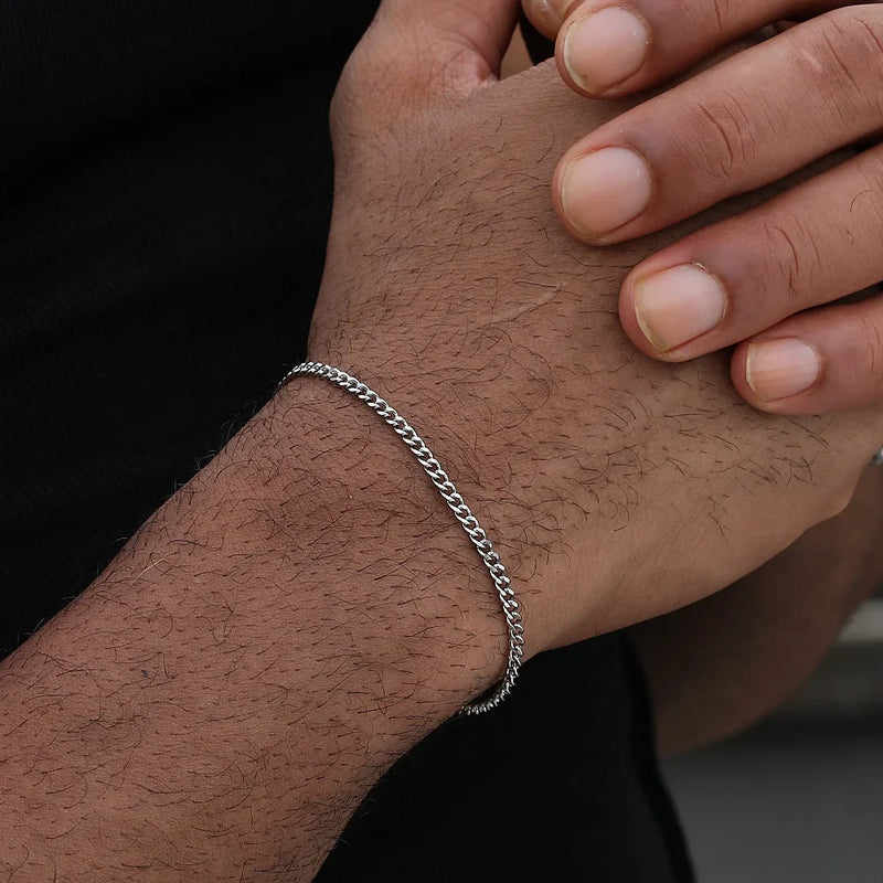 Bracciale da uomo a catena cubana in acciaio inossidabile color oro Bracciale retrò semplice per le donne Accessori di tendenza per gioielli Hip Hop Regalo - Campeda