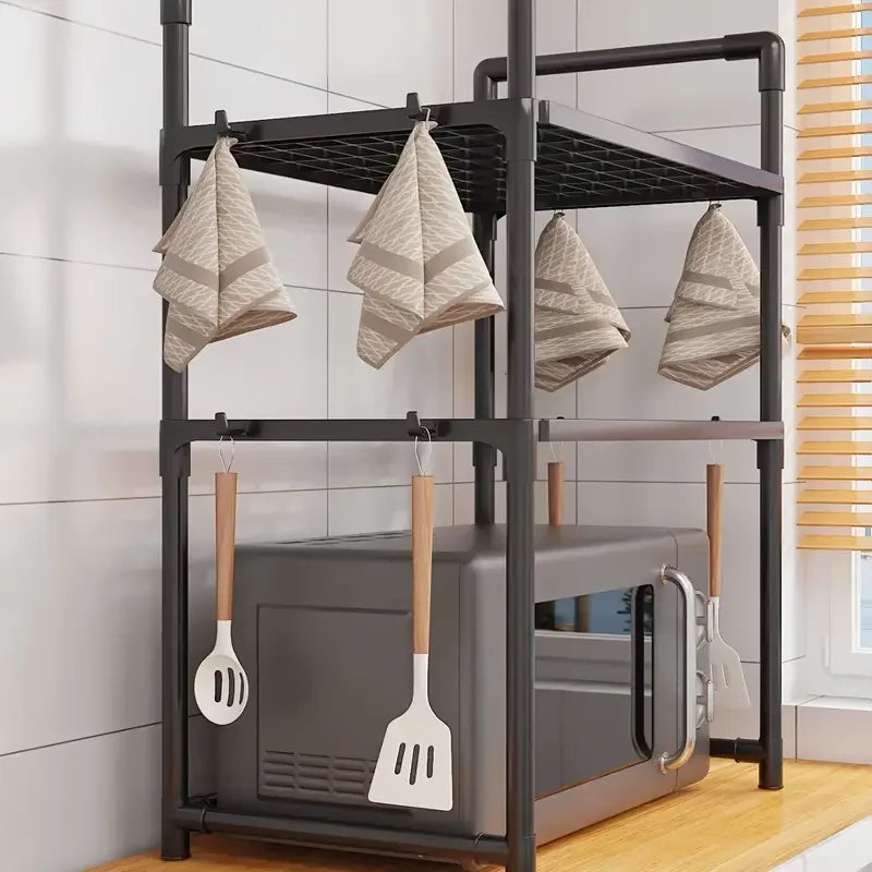Scaffale portaoggetti per forno a microonde da 1 pezzo, organizer per stoviglie per utensili da cucina da appoggio salvaspazio, ripiano in plastica per accessori da cucina