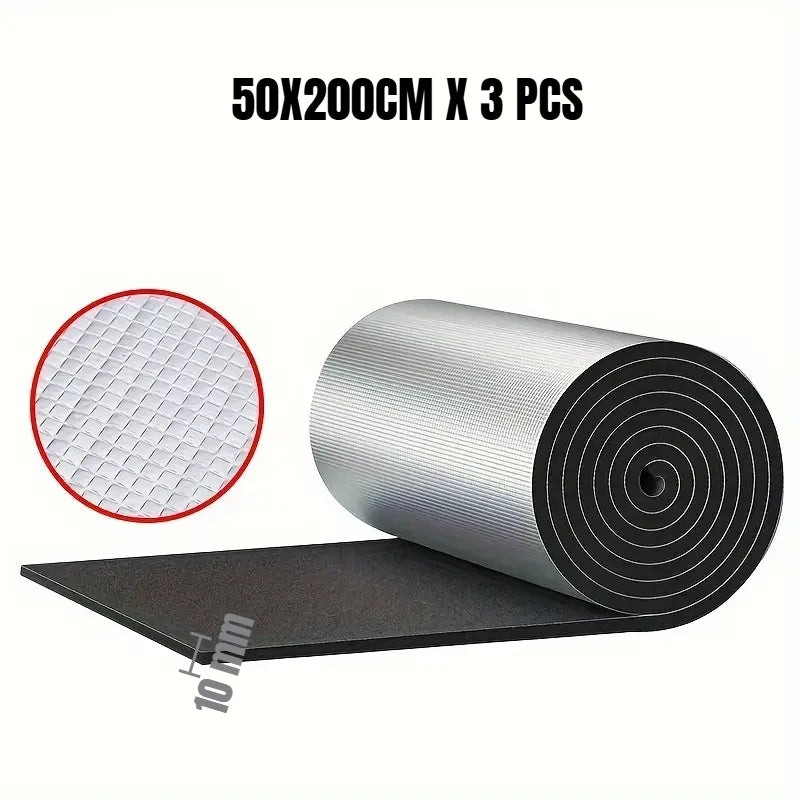 Tappetino Isolante Termico e Acustico Auto 200x50 cm Ignifugo – Pannello Insonorizzante in Alluminio, Antirumore e Anti Calore per Cofano, Porte e Interni - Campeda
