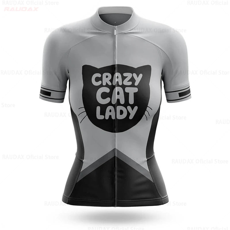 Set Maglia Ciclismo Donna Gatto Cartone Animato Divertente Estivo Abbigliamento Bici - immagine 19
