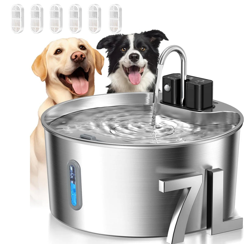 7L In Acciaio Inox Sensore di Ricarica Senza Fili Fontana Acqua per Gatti - immagine 9