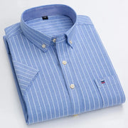 Camicia Oxford da uomo Bamboople – maniche corte, traspirante, casual business, plaid, estate e primavera - Campeda