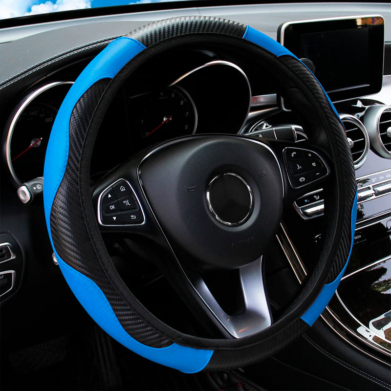 Coprivolante per auto in pelle PU fibra di carbonio senza anello interno adatto