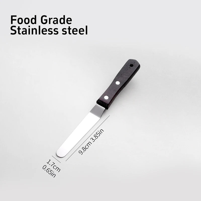 Spatola liscia in acciaio inossidabile con manico in legno per glassa al burro e glassa da cucina Utensili fai da te per torte 4/6/8/10