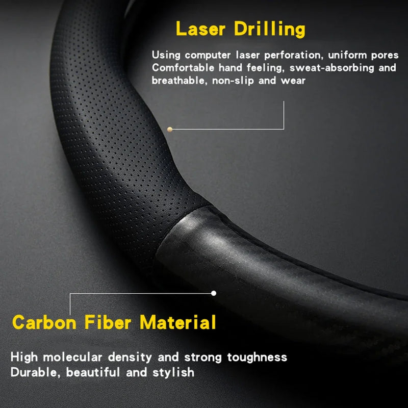 Coprivolante Auto Antiscivolo 38cm – Pelle Microfibra Effetto Carbonio, Comfort e Stile - Campeda