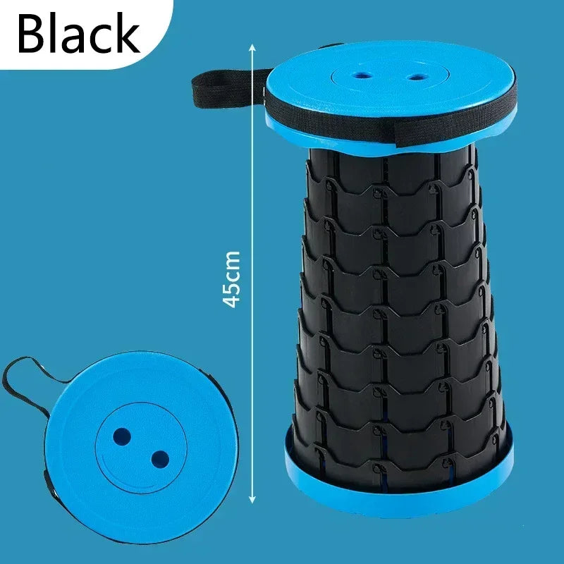 Sedia telescopica pieghevole in plastica, sgabello portatile con altezza regolabile, perfetta per la pesca, la spiaggia e il campeggio.