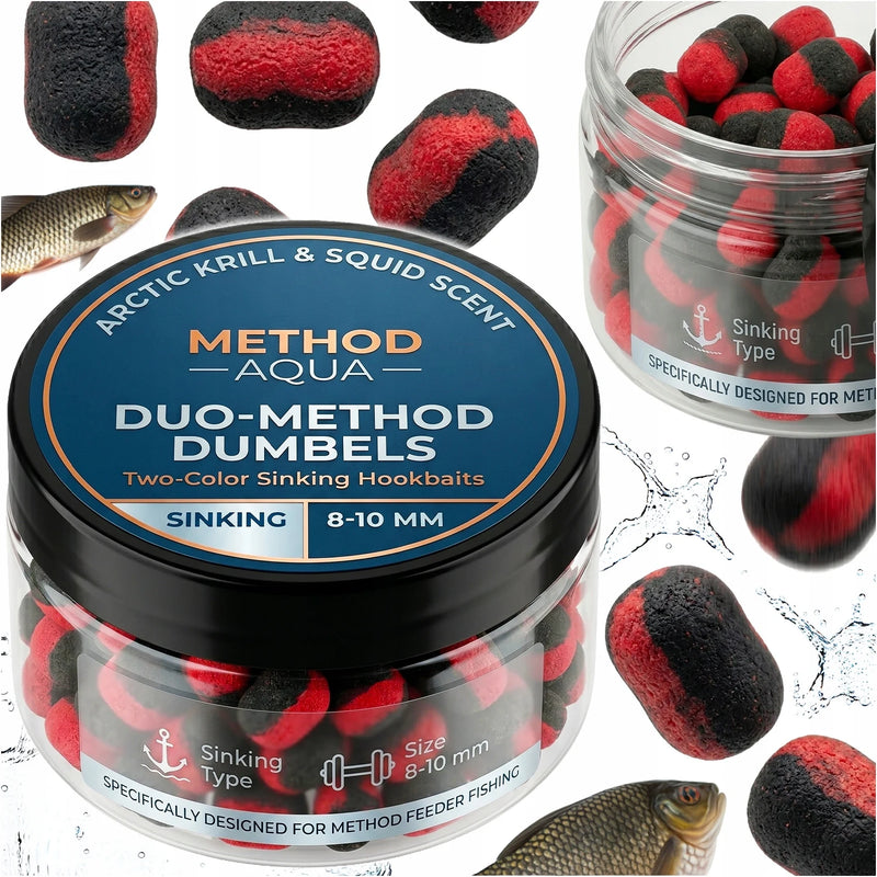 Method Feeder Dumbbell Boilies Bicolore Affondanti Krill Squid 8-10mm 50g