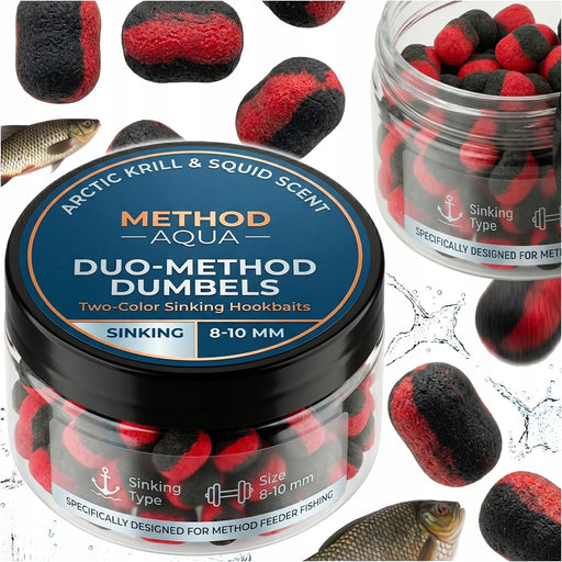 Method Feeder Dumbbell Boilies Bicolore Affondanti Krill Squid 8-10mm 50g