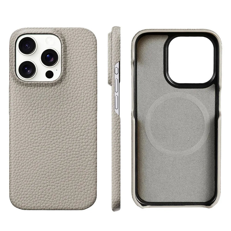 per custodia Magsafe per iPhone 17 15 16 Pro Max Air 17Pro pelle bovina naturale litchi protezione magnetica cover posteriore per telefono di lusso