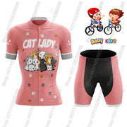 Maglia da ciclismo per bambini divertente cartone animato gatto Set estate manica - immagine 4