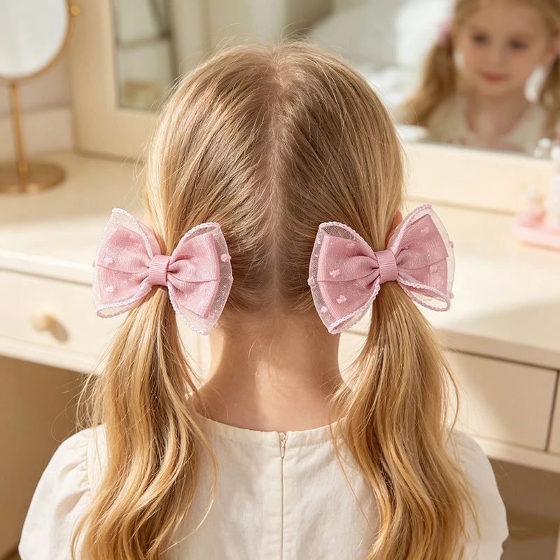 Fiocchi per capelli bambine set da 2 pezzi graziosi a doppio strato - immagine 11