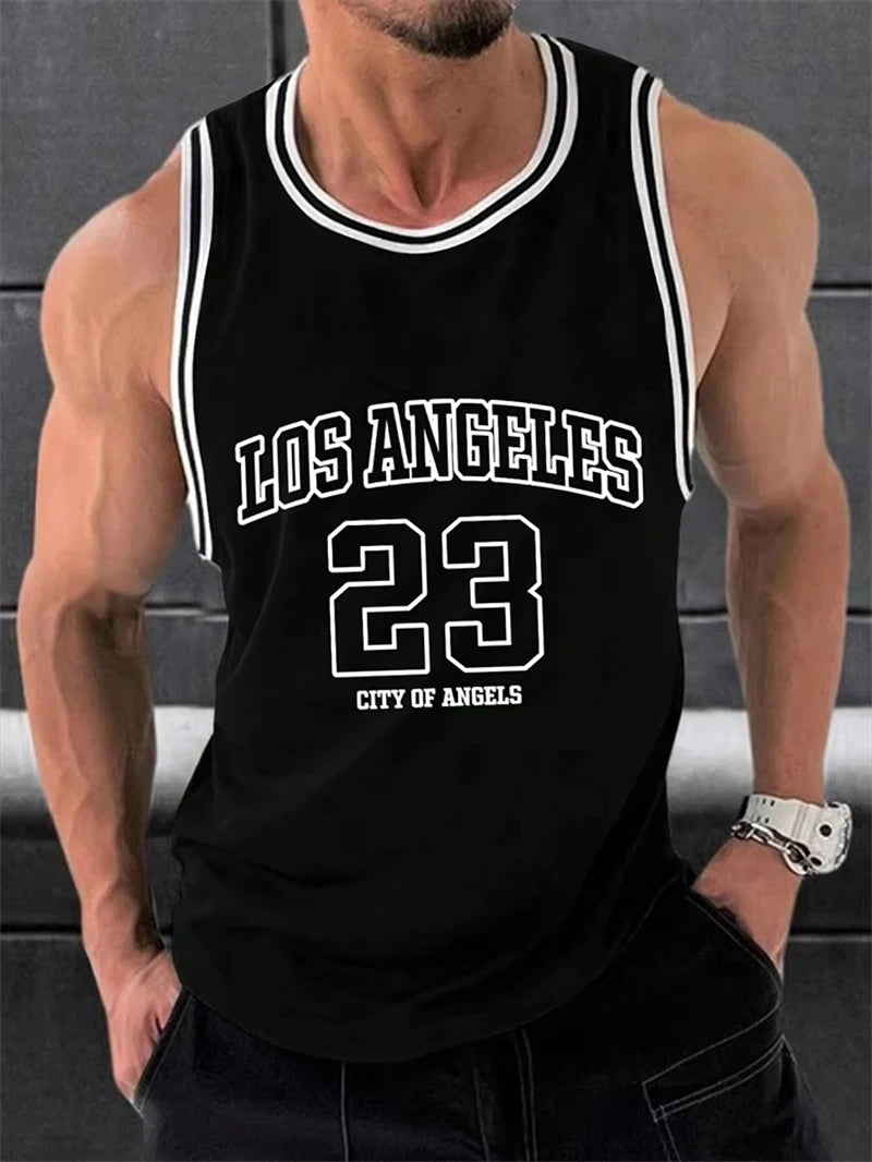 Canotte da basket grafiche con lettere di moda semplici tendenza estiva Streetwear