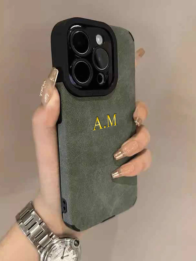 Custodia con nome iniziali personalizzate personalizzate in pelle di agnello di lusso per iPhone 17 16 15 14 13 12 11 Pro Max 17 Air Soft Cover