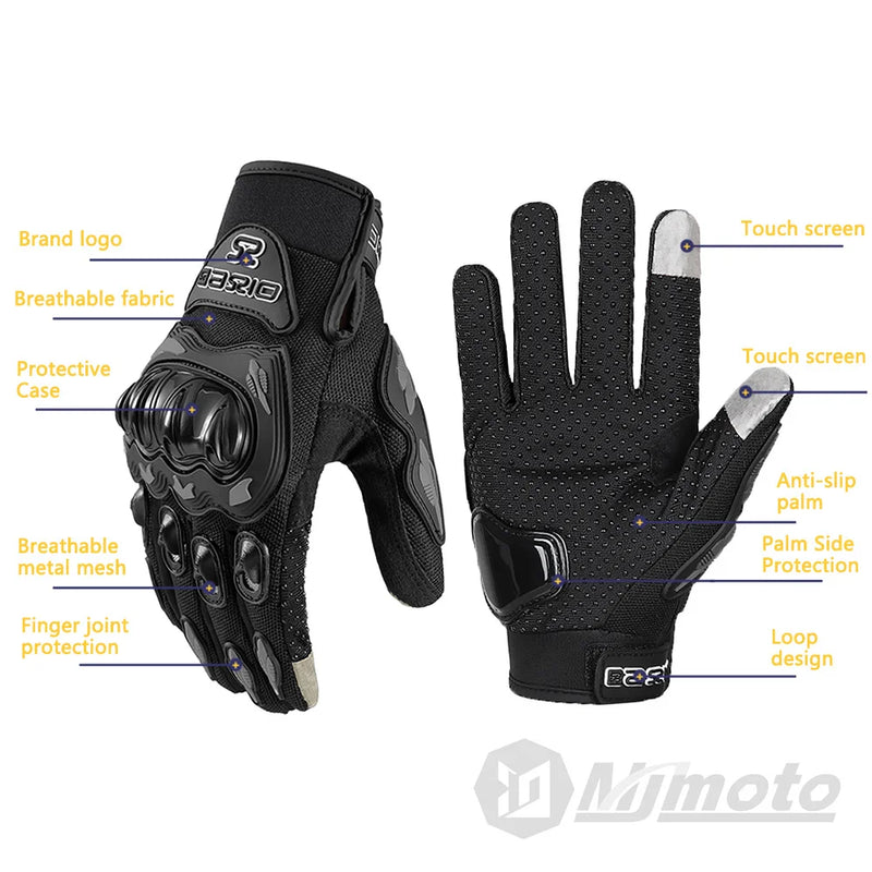 Guanti Moto Estivi Touch Screen – Traspiranti Antiscivolo con Protezione Nocche, Guanti Motocross e Racing Unisex - Campeda
