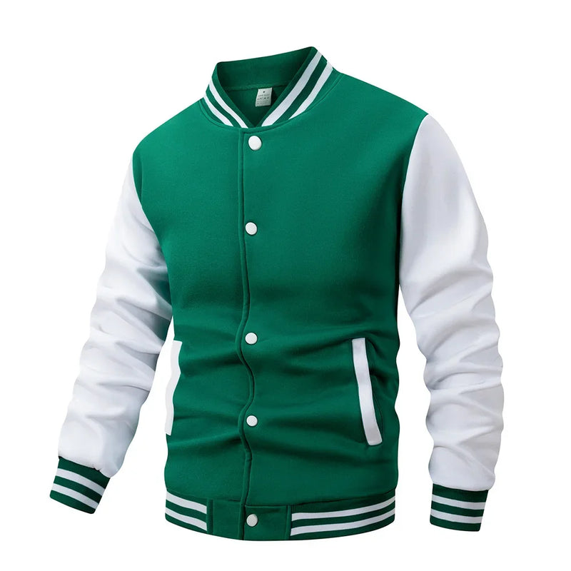 Giacca da baseball classica uomo Varsity Cappotto con bottoni sul davanti a blocchi - immagine 4