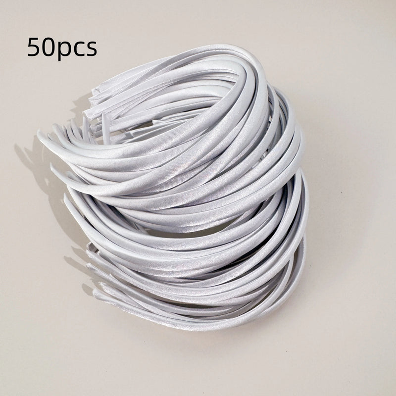 50 pezzi Fasce per capelli in raso di plastica 1 cm Donna Fascia - immagine 10