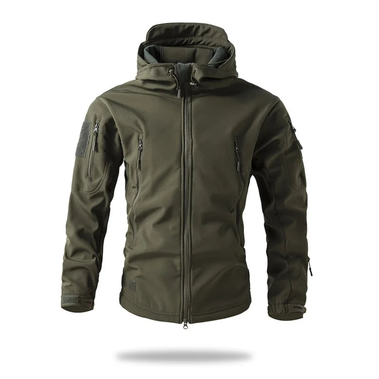 giacca tattica Soft Shell da uomo in pile invernale con cappuccio cappotto caccia - immagine 5