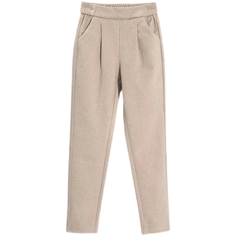 Pantaloni di lana a 3 colori matita Harem da donna Autunno Inverno vita - immagine 3