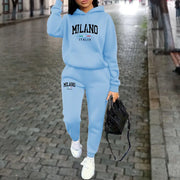 Tuta donna MILANO – set felpa con cappuccio e pantaloni jogging streetwear primavera, autunno inverno - Campeda