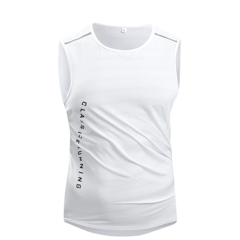 CHRLCK Gilet da corsa uomo Canotta palestra ad asciugatura rapida Fitness Camicia - White M(40-50kg) - immagine 15