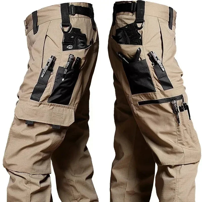 Pantaloni tattici cargo da esterno uomo multitasche impermeabili Abbigliamento lavoro - Khaki S-45-55kg - immagine 13