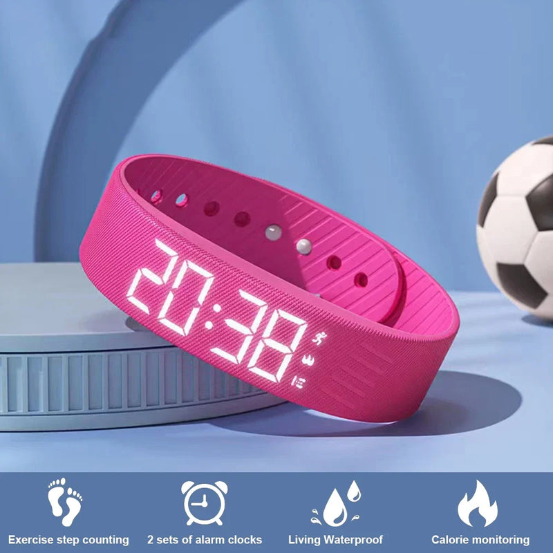 Smartband LED Fitness – Braccialetto Contapassi Impermeabile con Sveglia a Vibrazione