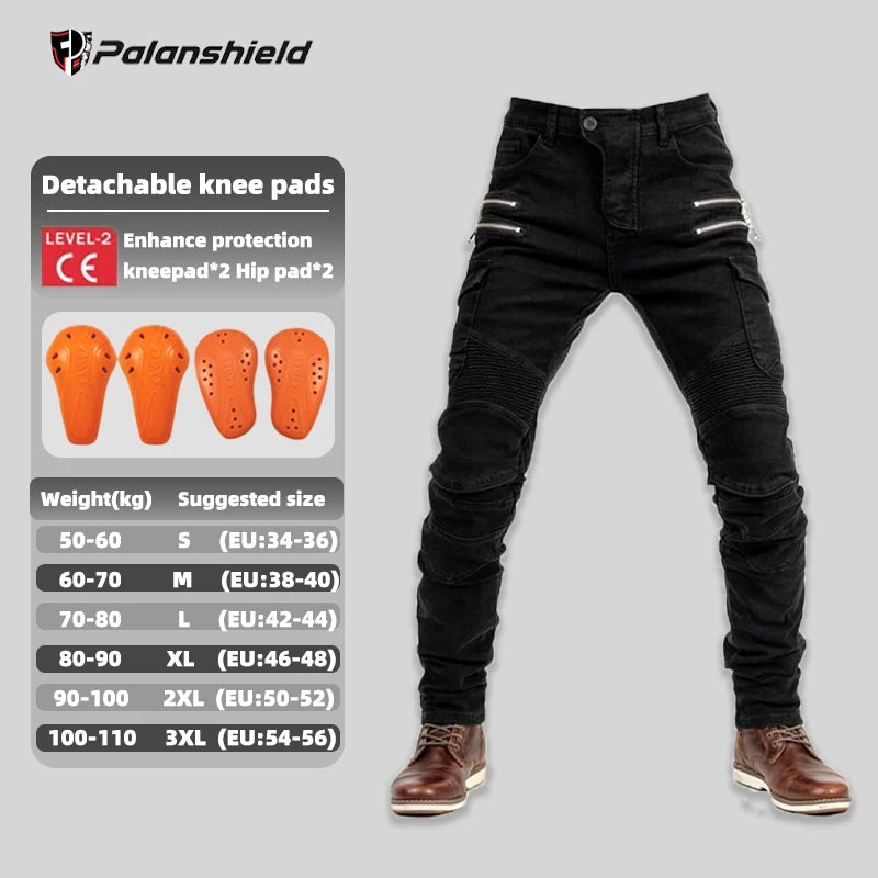 Pantaloni Moto Protettivi con Protezioni – Jeans Motocross Anticaduta con Doppia Cerniera, Pantaloni Riding Unisex 4 Stagioni